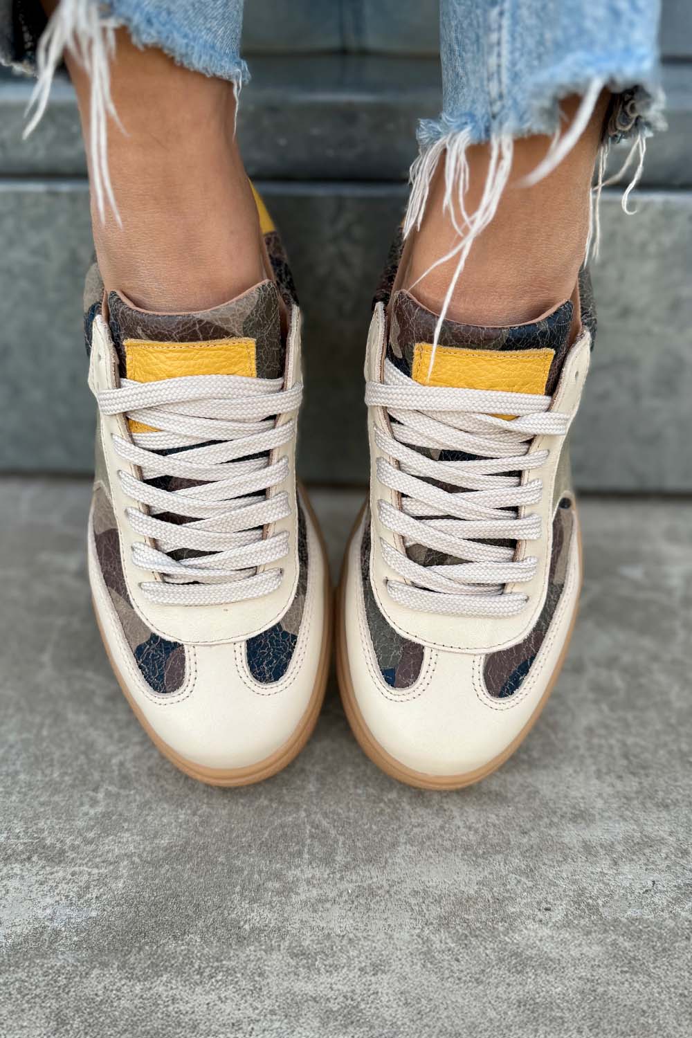 Novalis Army + Buttermilk Cow Leather Sneakers