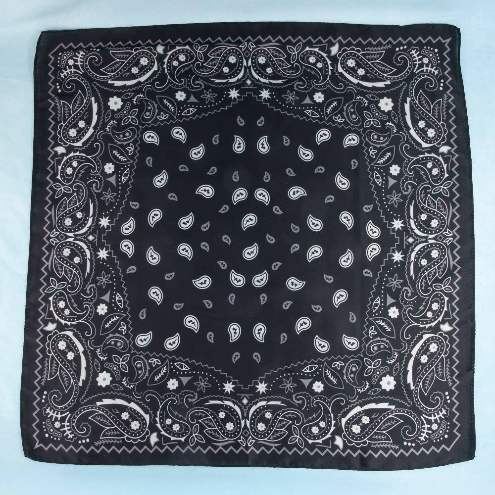 Navy Paisley Satin Bandana Scarf