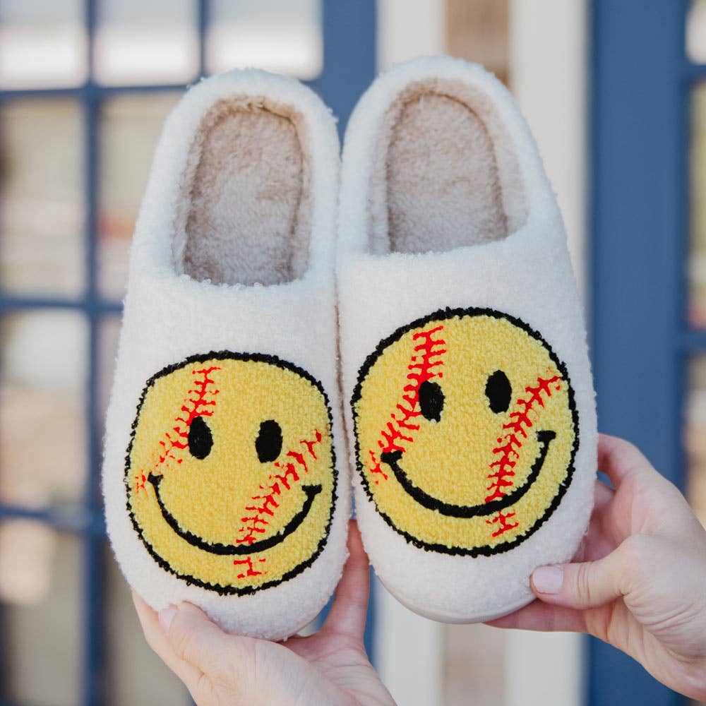 Softball Happy Face Slippers