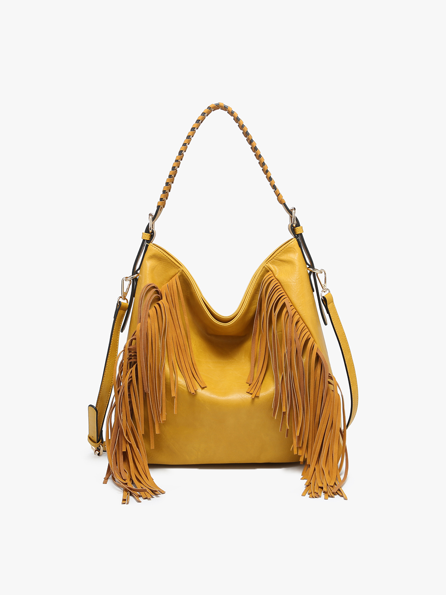Sav Distressed Fringe Hobo Bag