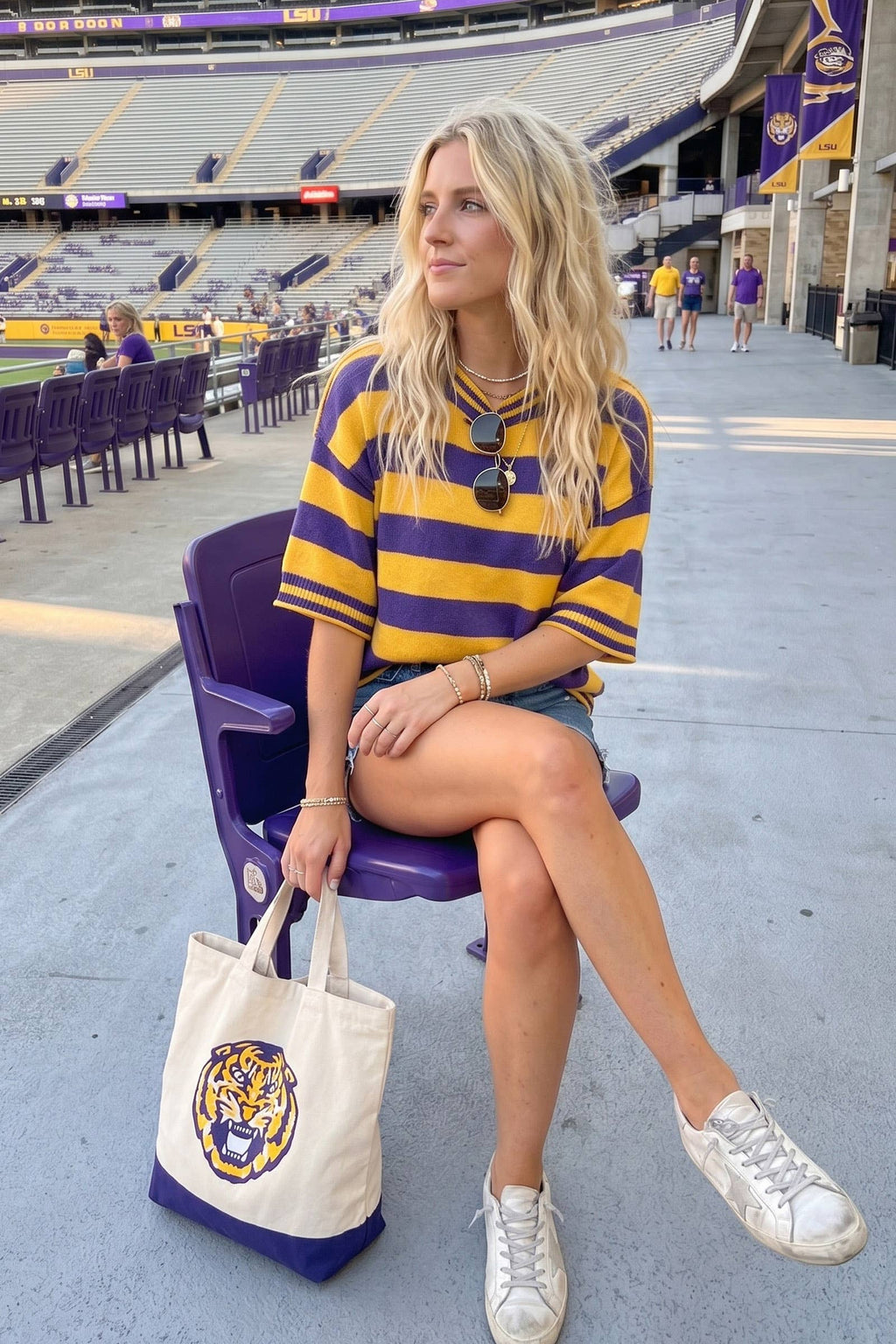 Game Day Stripe Oversized Knit Top