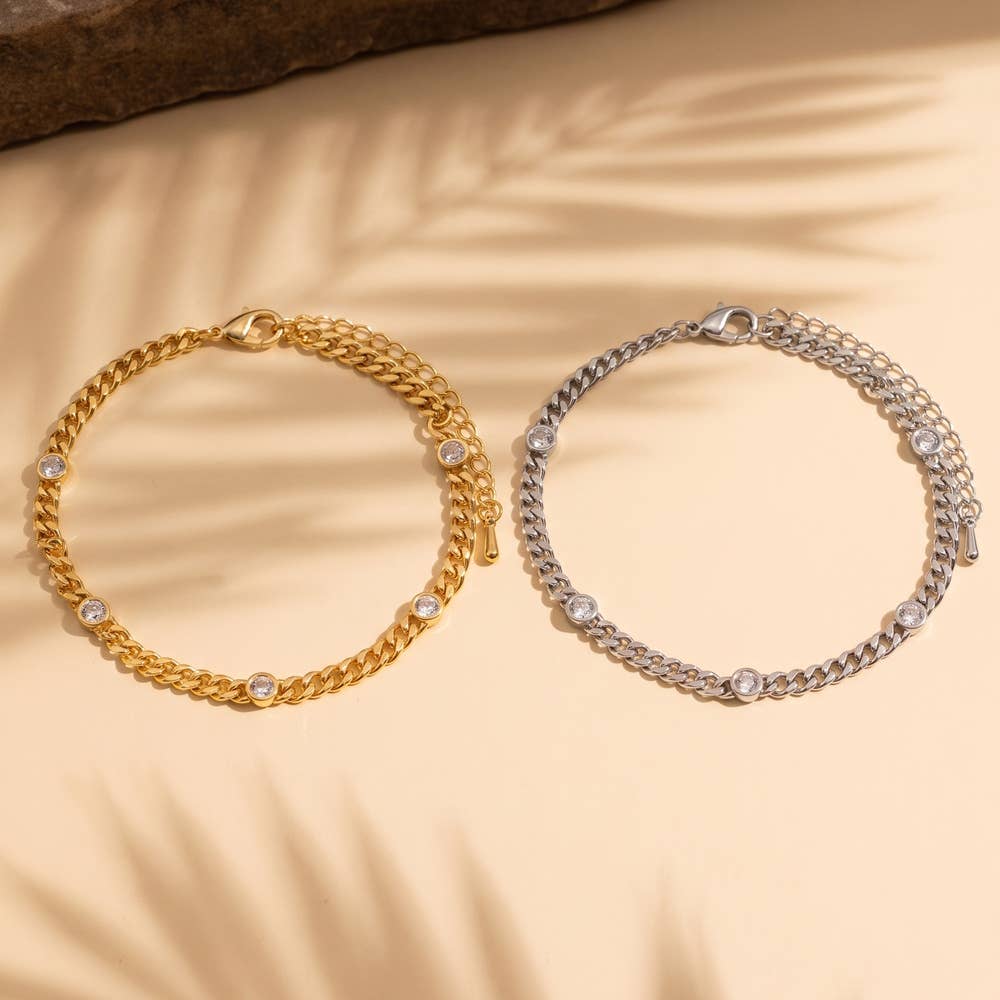 Bezel CZ Station Bracelet