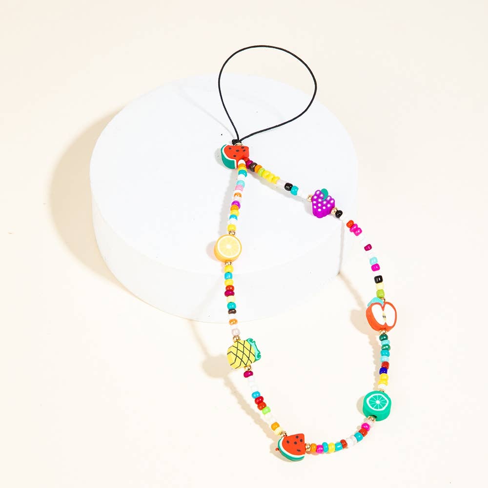 Assorted Bead Fruit Charm Phone Strap