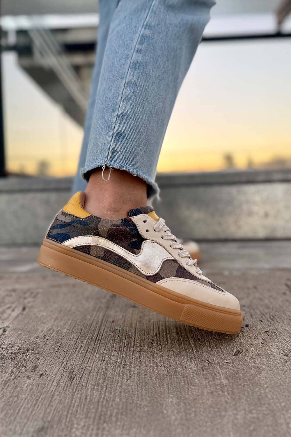 Novalis Army + Buttermilk Cow Leather Sneakers