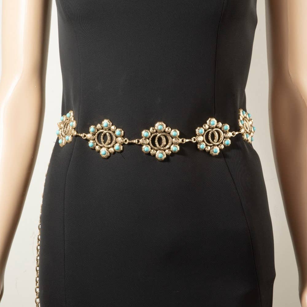 Turquoise Floral Concho Belt