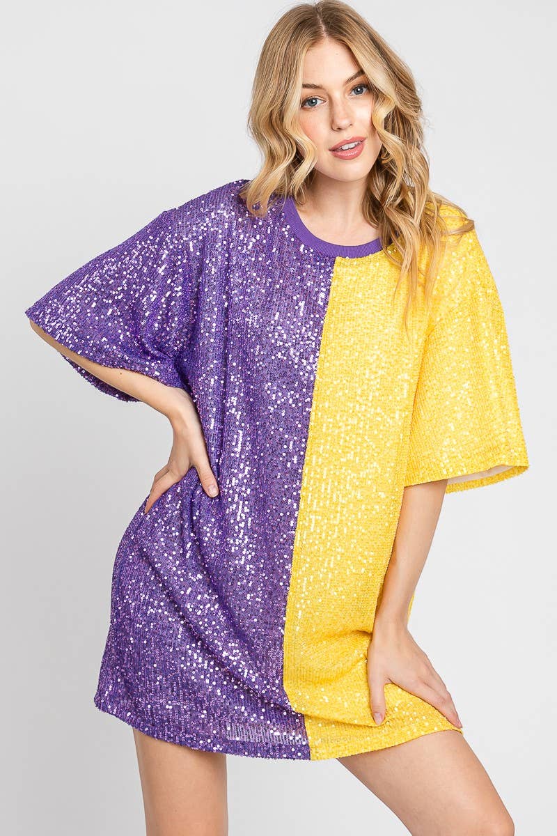Game Day Color-Block Sequin Dress