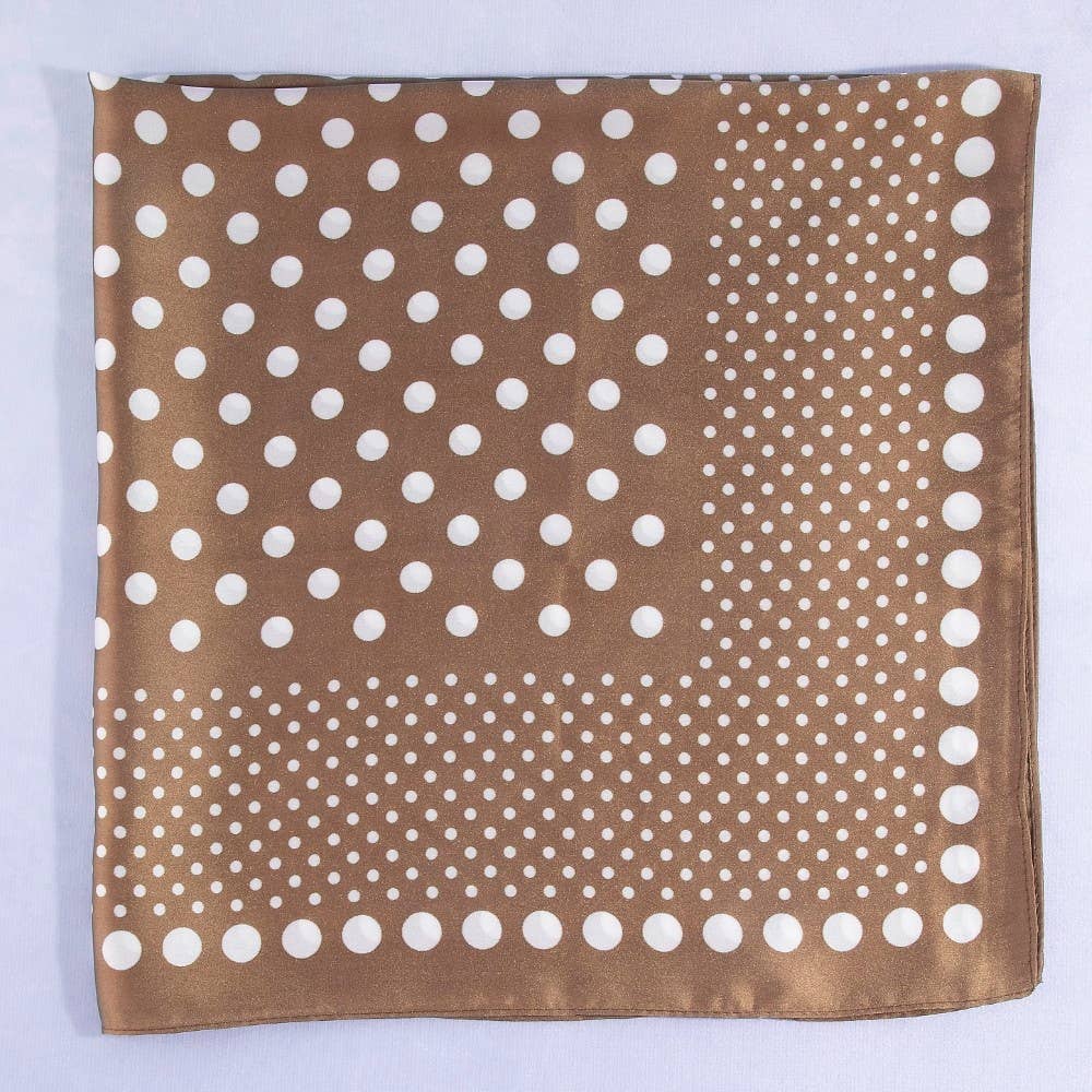 Brown Ombre Polka Dot Satin Scarf