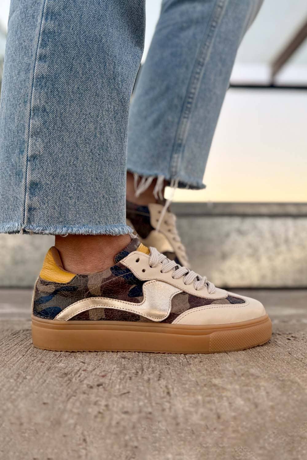 Novalis Army + Buttermilk Cow Leather Sneakers