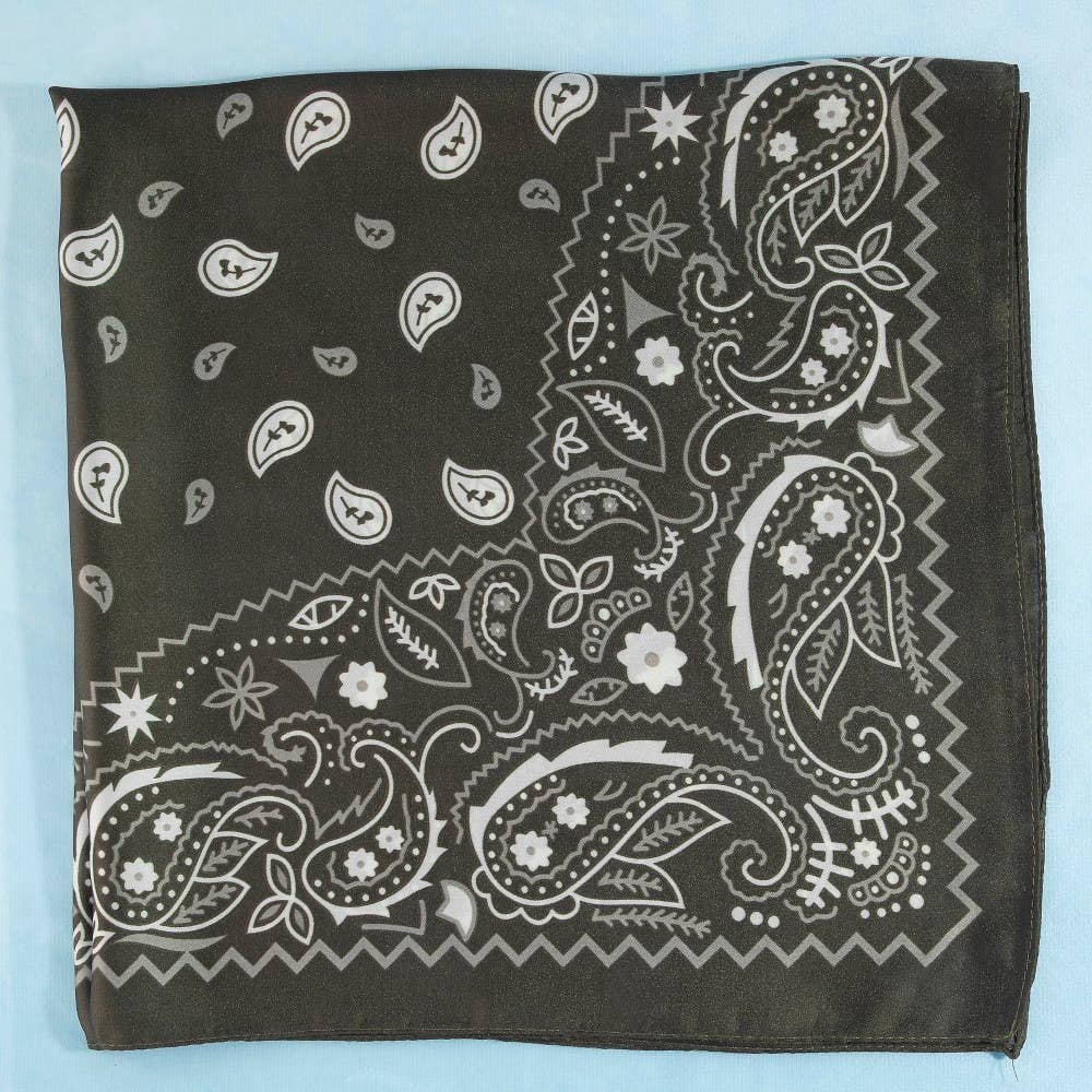 Navy Paisley Satin Bandana Scarf