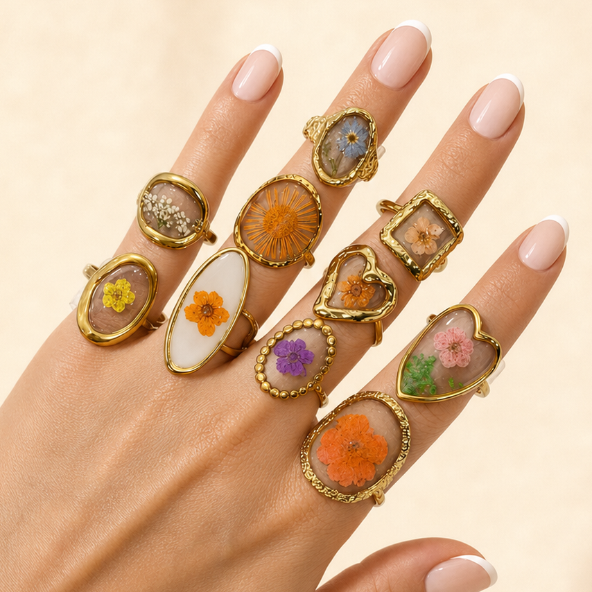 Pressed Floral Rings