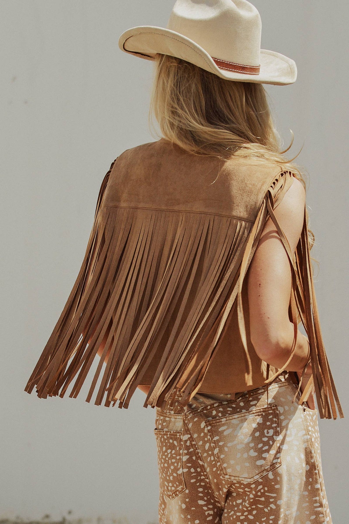 Faux-Suede Fringe Jacket Vest