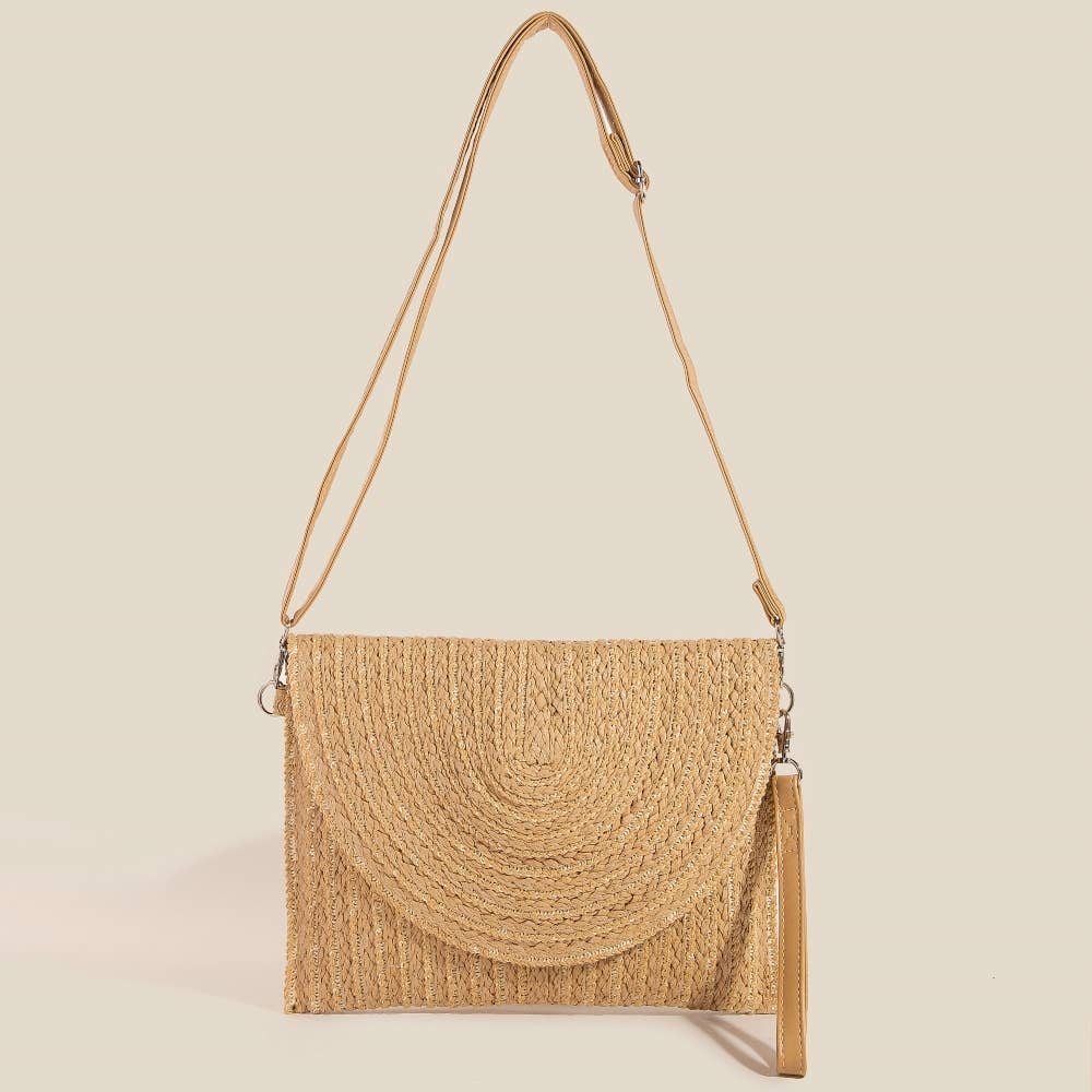 Round Flap Woven Clutch