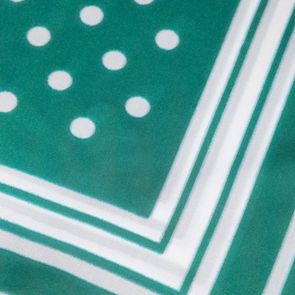 Polka Dot Stripe-Border Satin Scarf