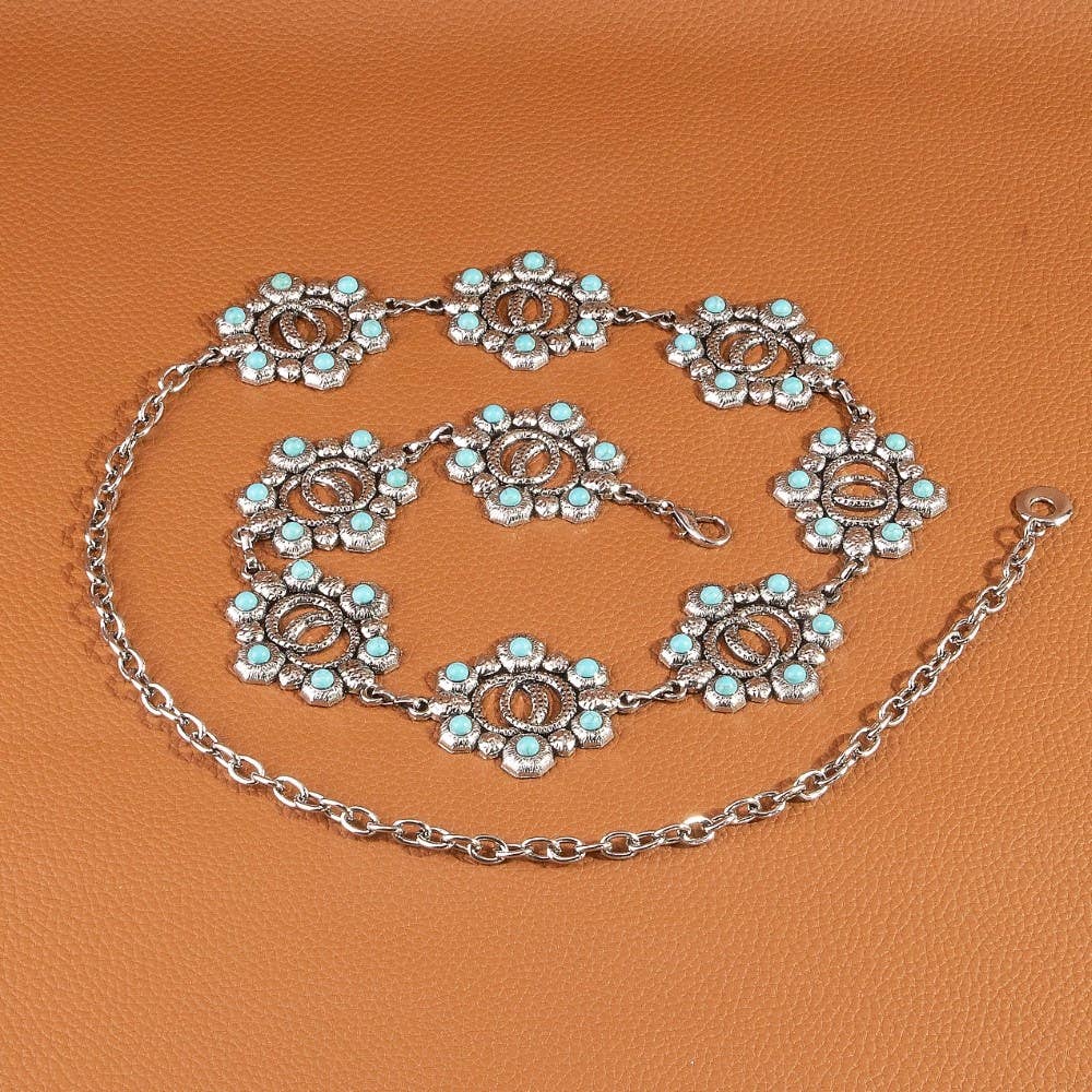 Turquoise Floral Concho Belt