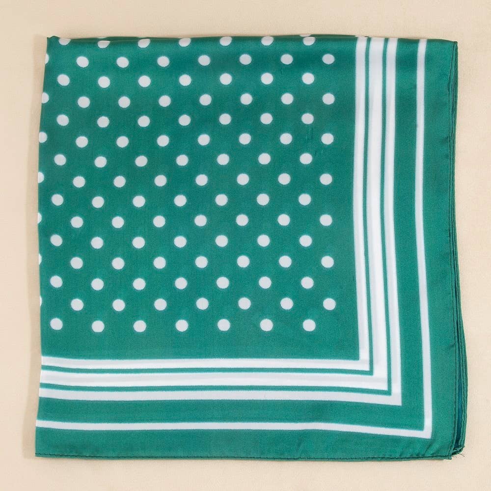 Polka Dot Stripe-Border Satin Scarf