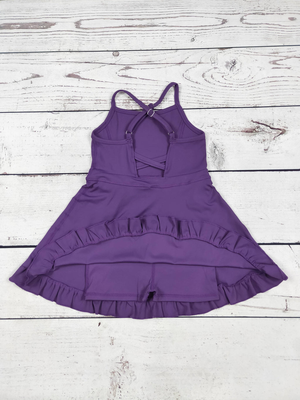 Girls Purple Ruffle Athletic Dress