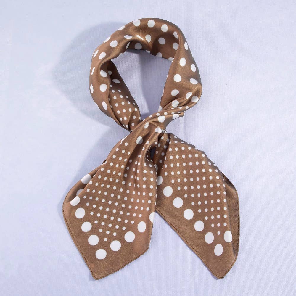 Brown Ombre Polka Dot Satin Scarf