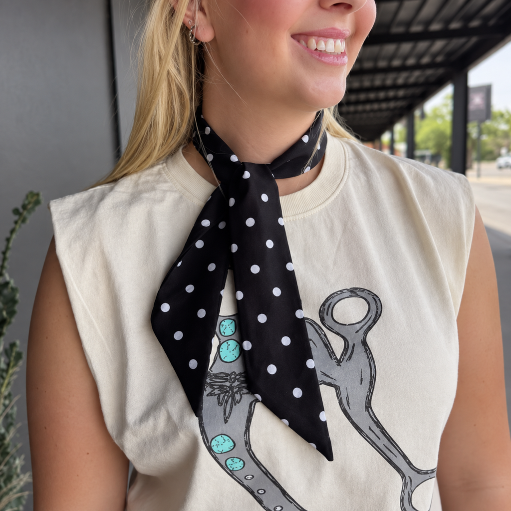 Black Dottie Twilly Scarf