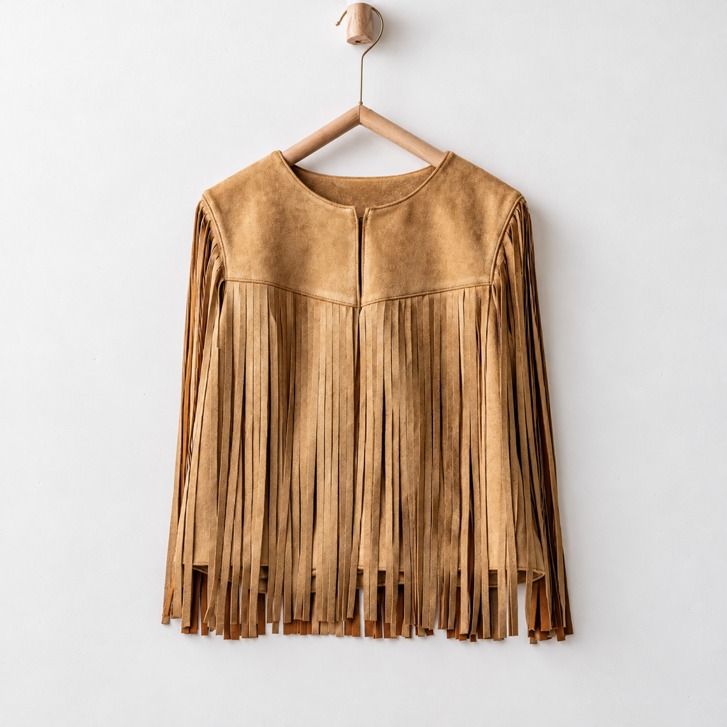 Faux-Suede Fringe Jacket Vest