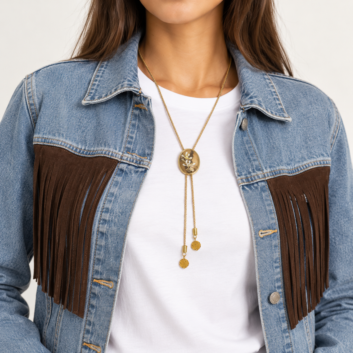 Amber Blossom Bolo Tie