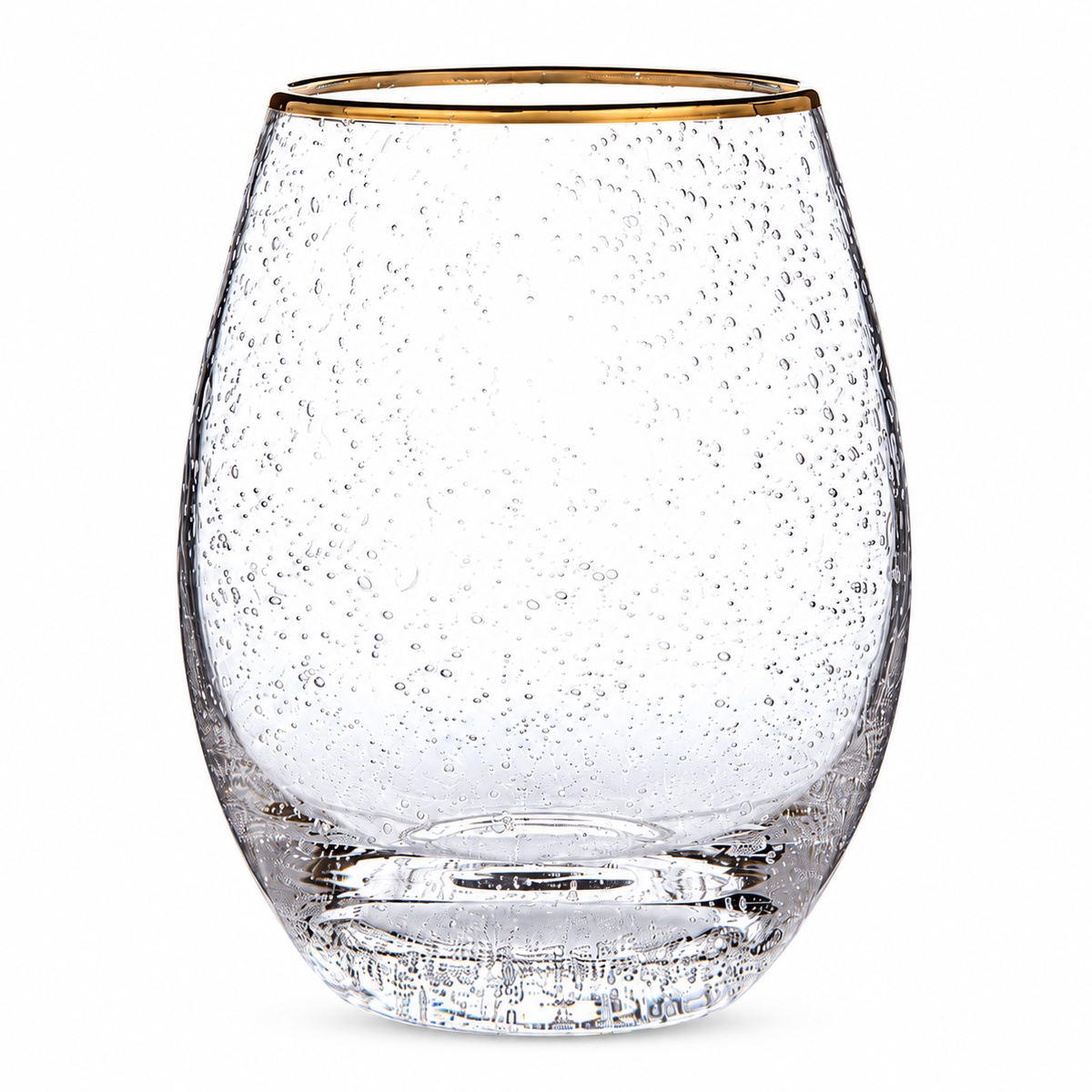 Gold-Rimmed Stemless Wine Glass