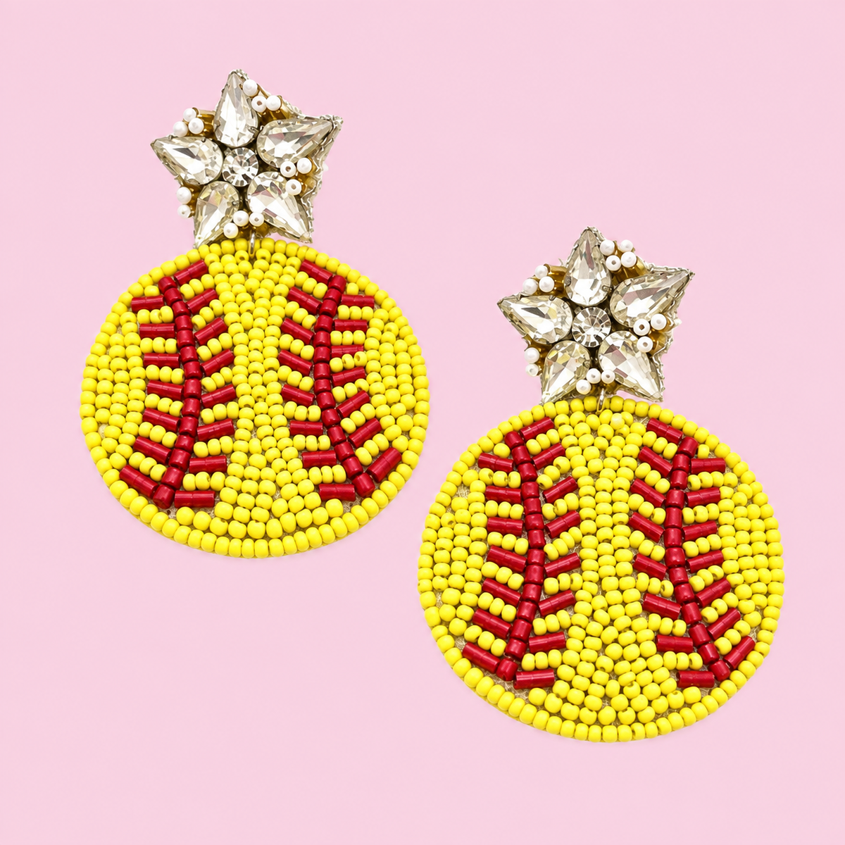 Softball Beaded Drop Earrings