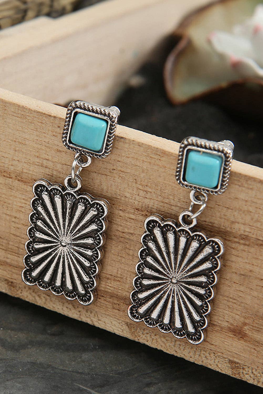 Retro Western Turquoise Stud Earrings