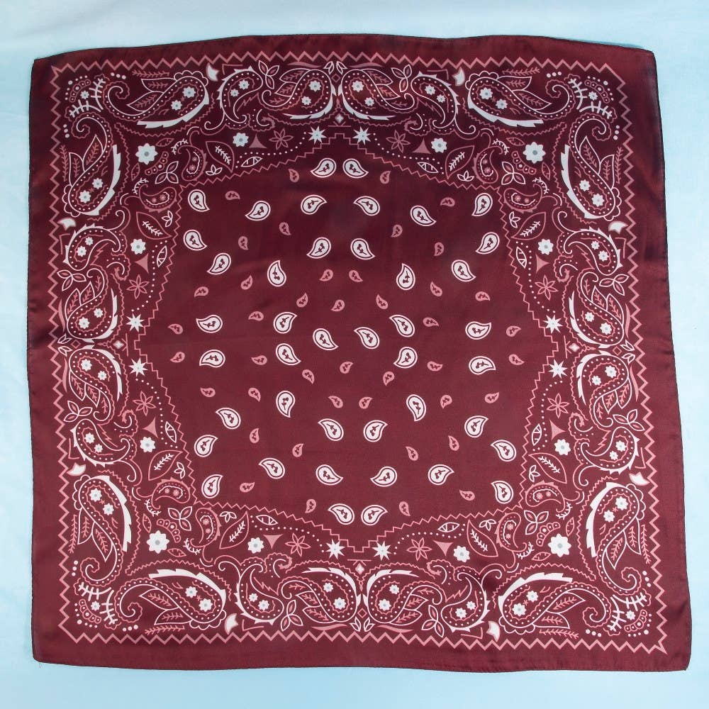 Navy Paisley Satin Bandana Scarf