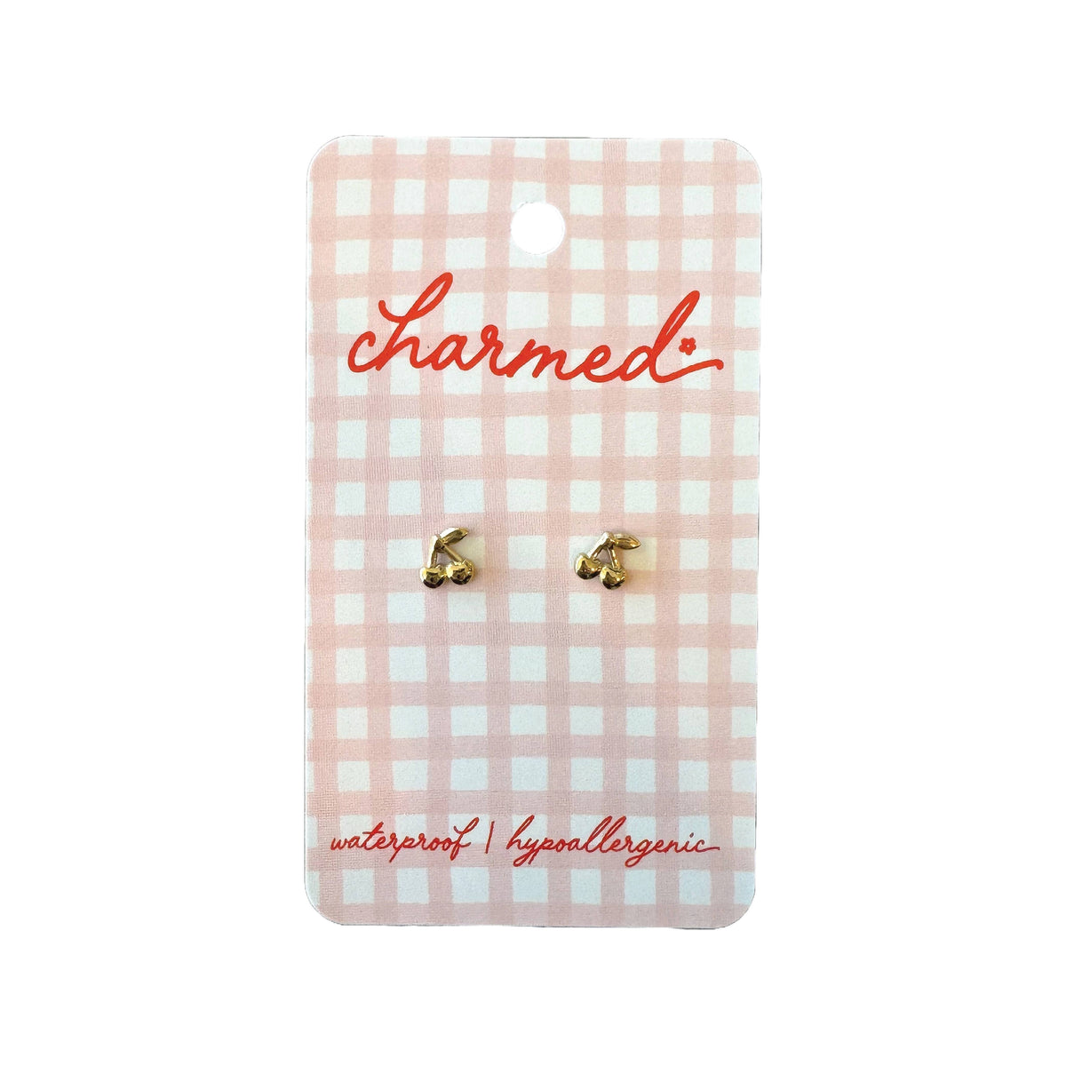 Gold Cherry Screw-Back Earrings