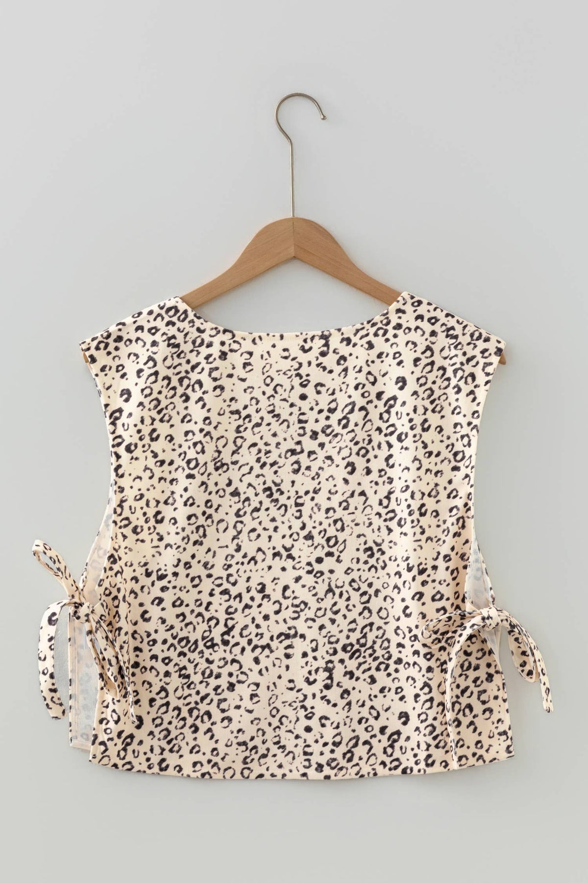 Leopard Side-Tie Twill Vest