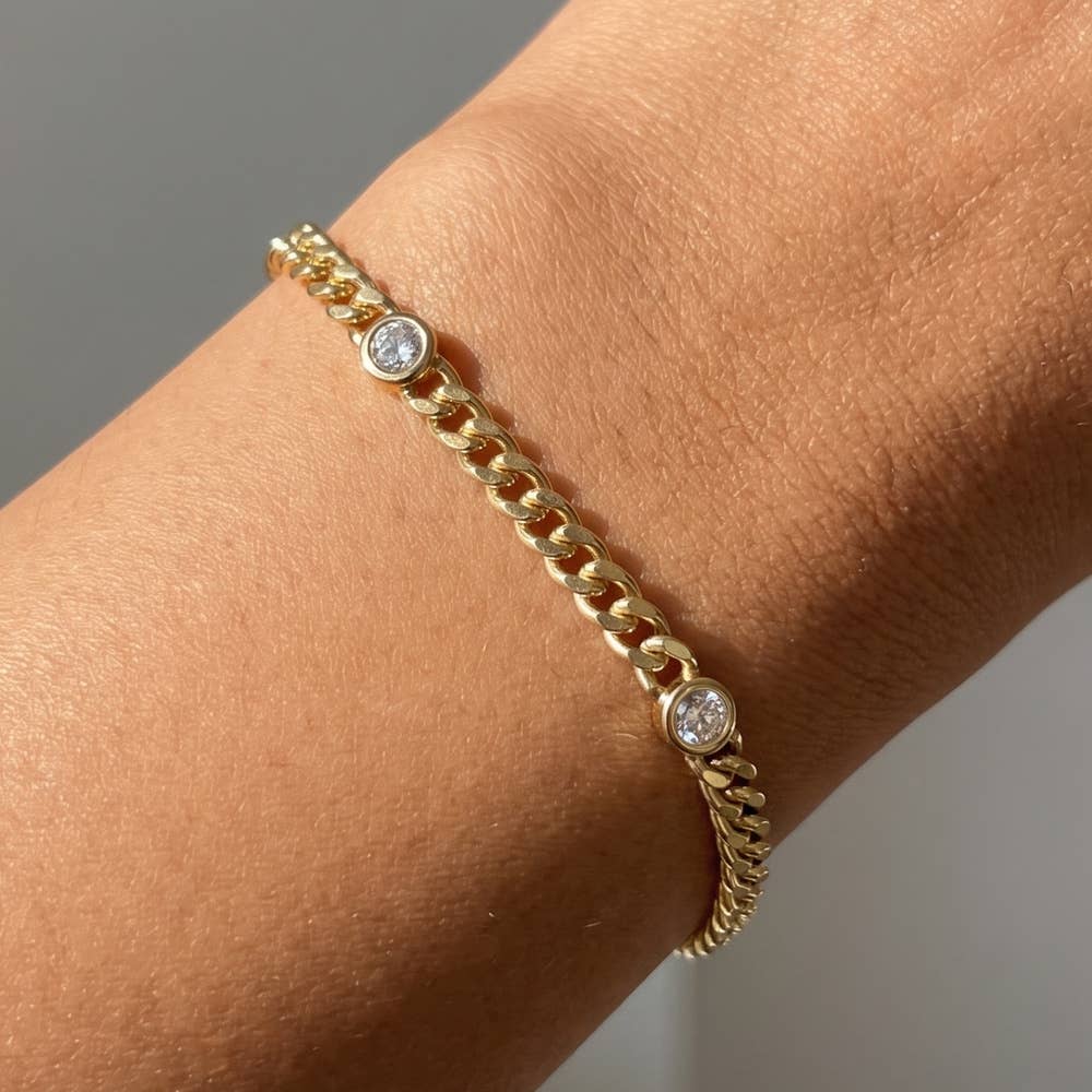 Bezel CZ Station Bracelet