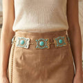 Turquoise Rectangle Concho Chain Belt