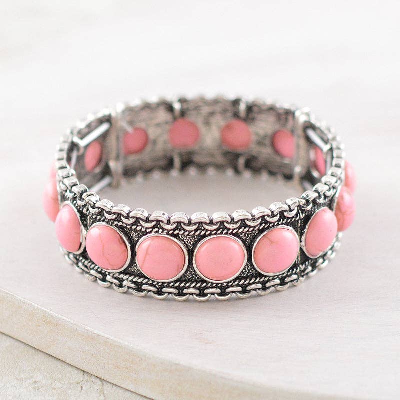 Pink Semi-Stone Stretch Bangle