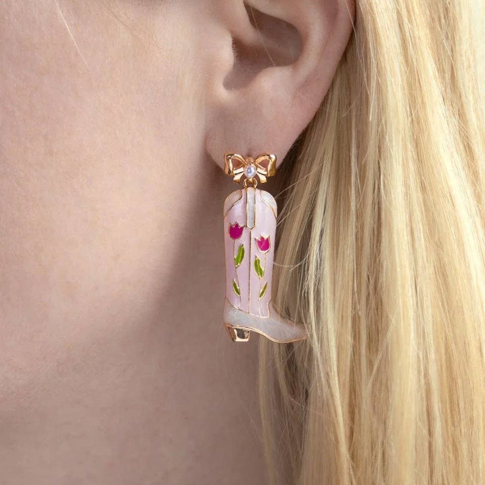 Floral Cowboy Boot Earrings