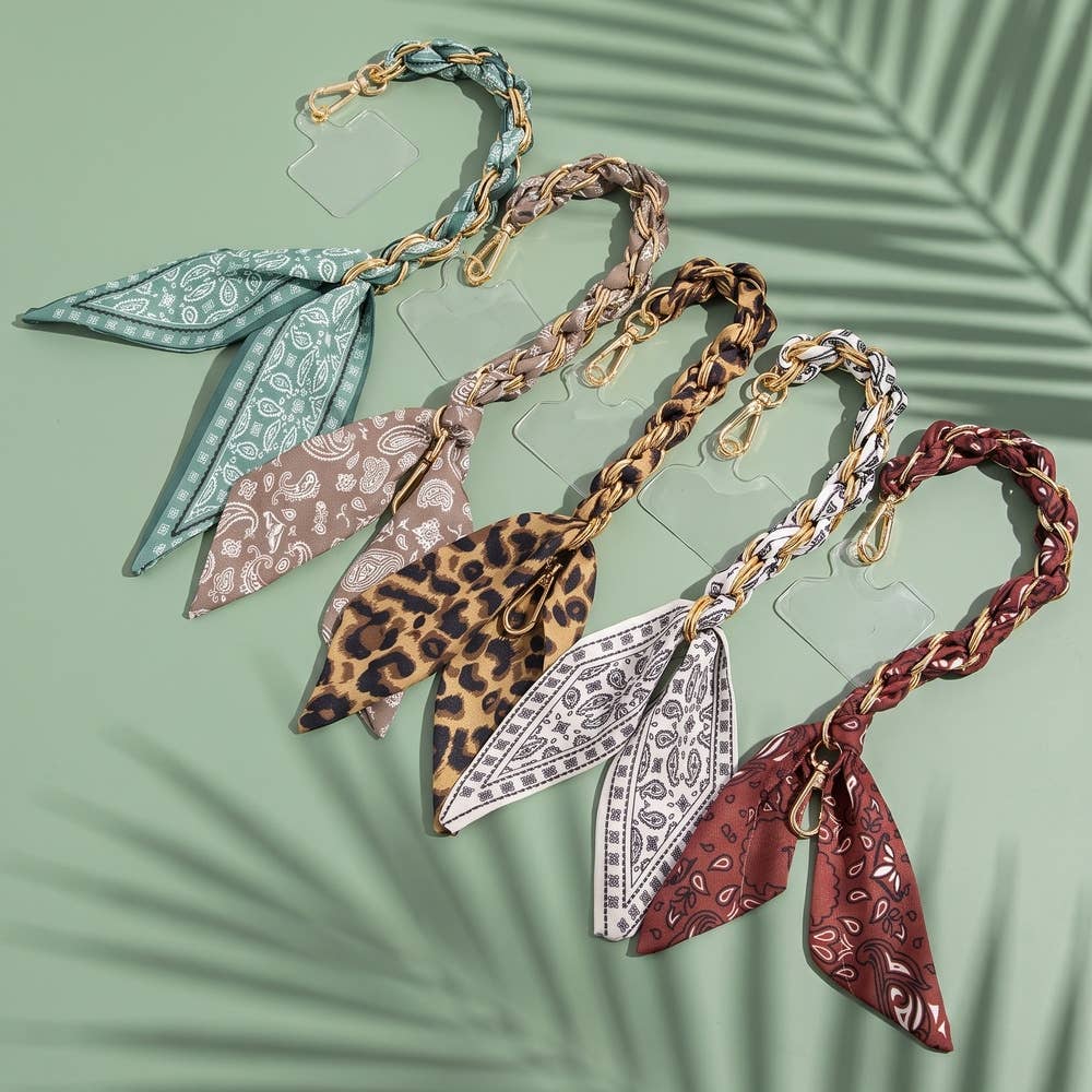 Paisley Scarf Braided Chain Phone Strap