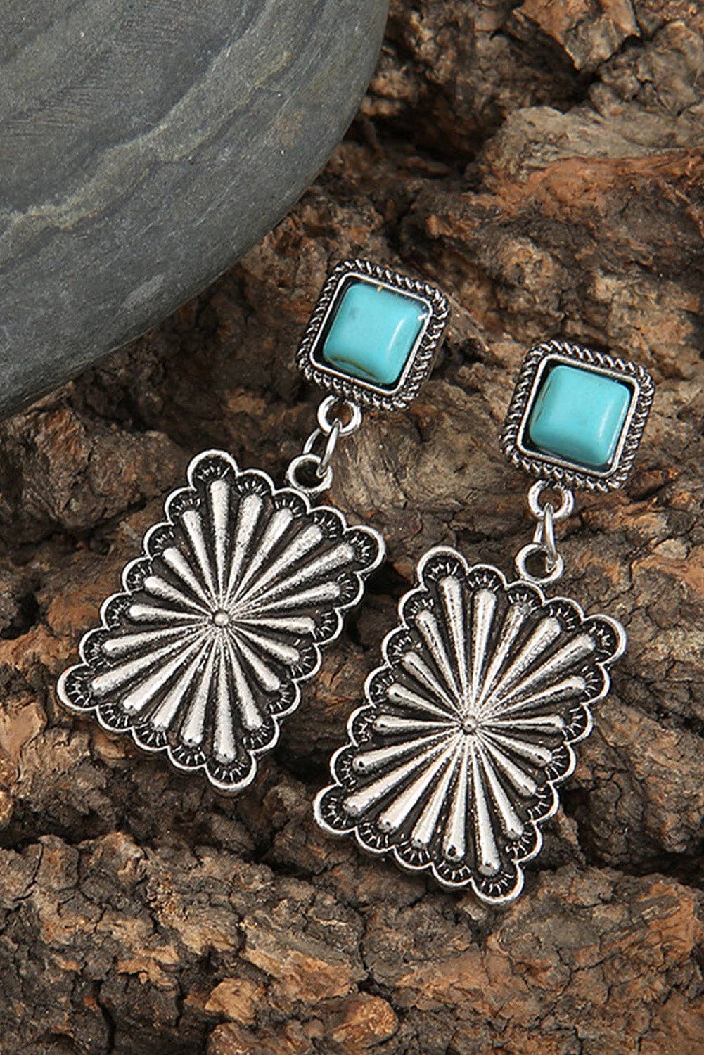 Retro Western Turquoise Stud Earrings