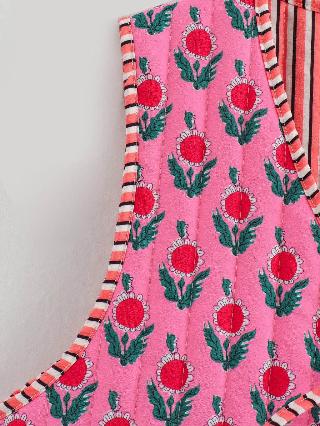 Reversible Fuchsia Floral Quilted Vest