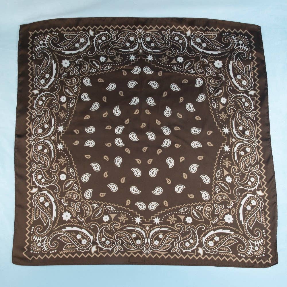 Black Paisley Satin Bandana Scarf