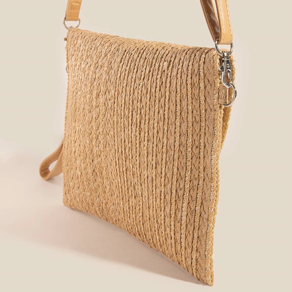 Round Flap Woven Clutch