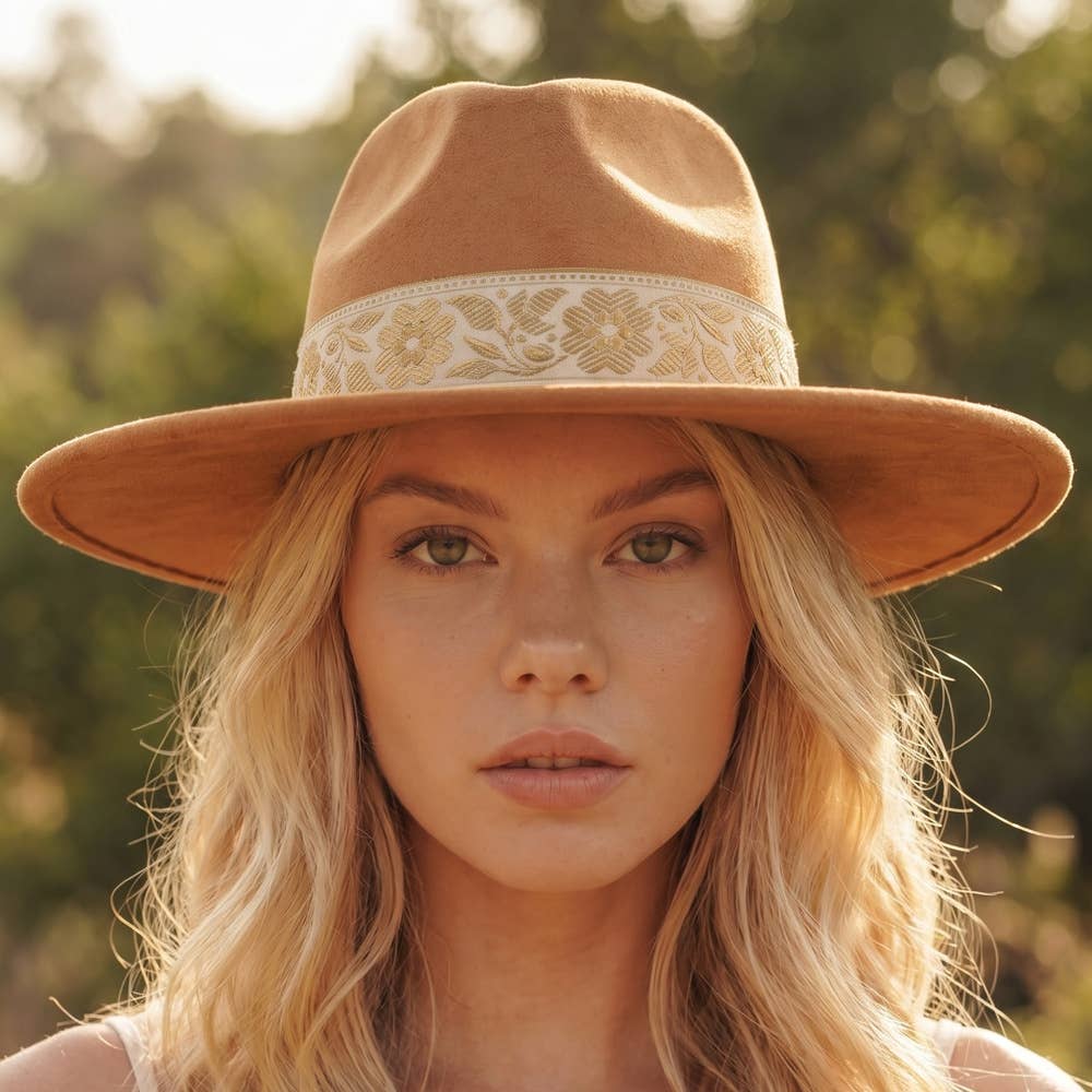 Floral Ribbon Wide Brim Hat