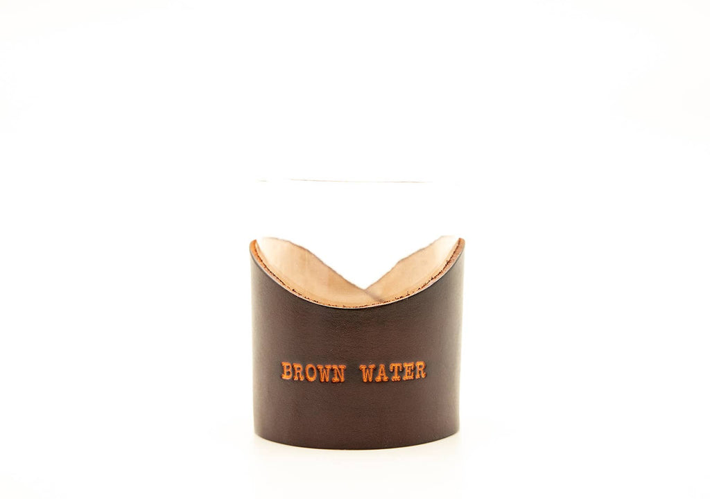 Brown Water Leather Rocks Glass
