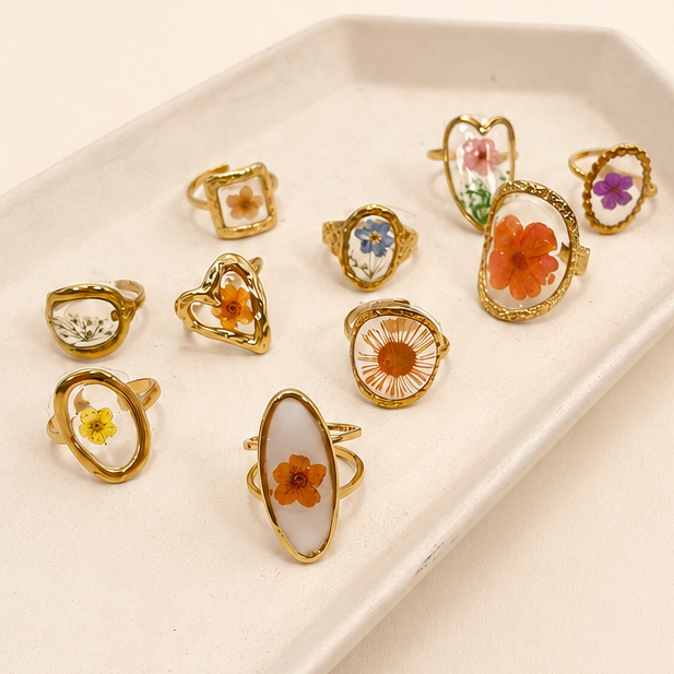Pressed Floral Rings