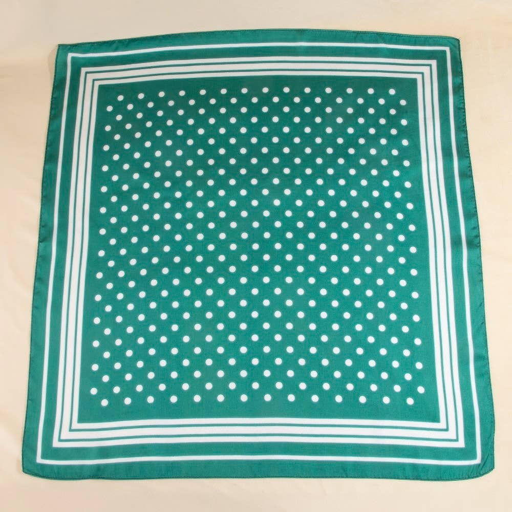 Polka Dot Stripe-Border Satin Scarf