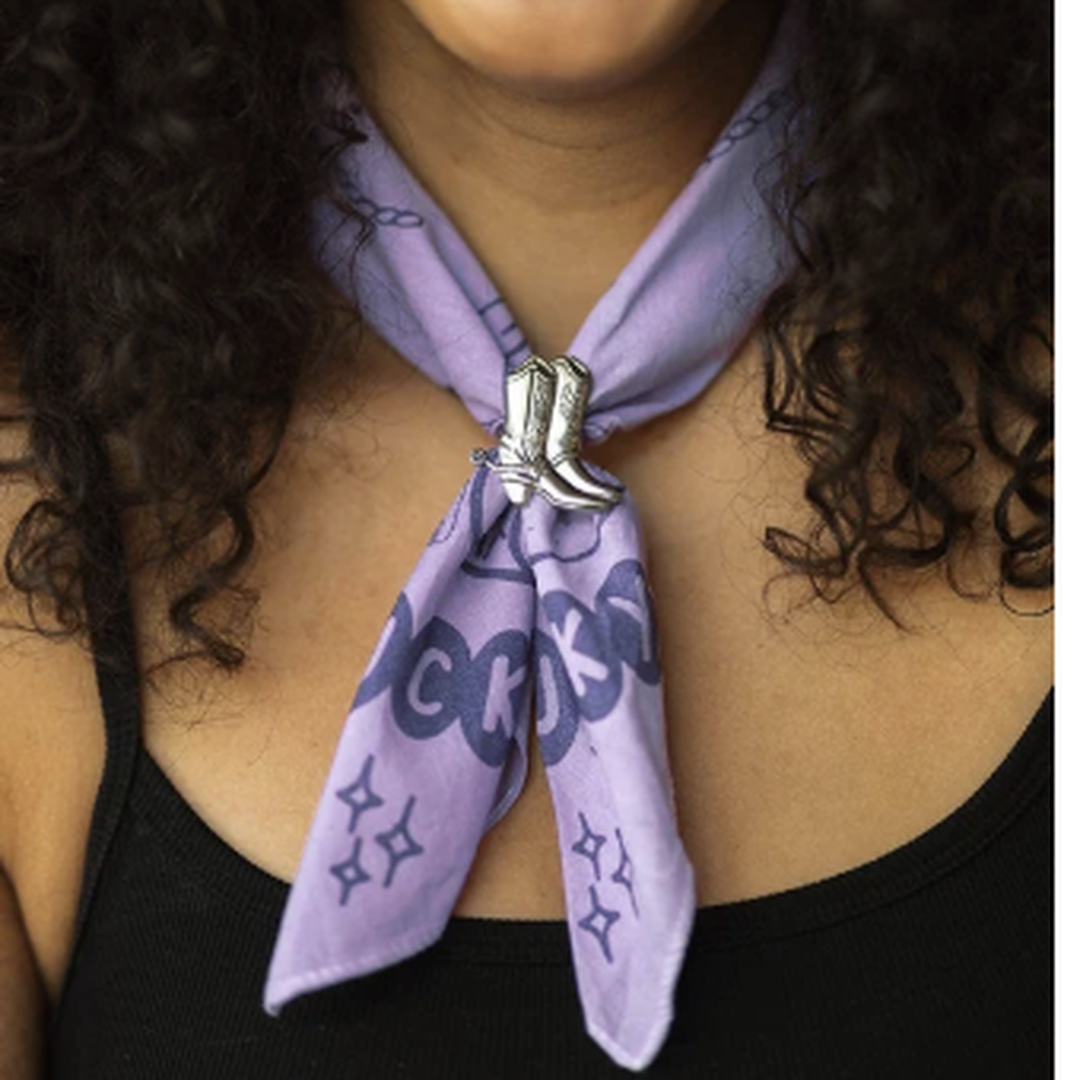 Silver Cowboy Boot Bandana Slide
